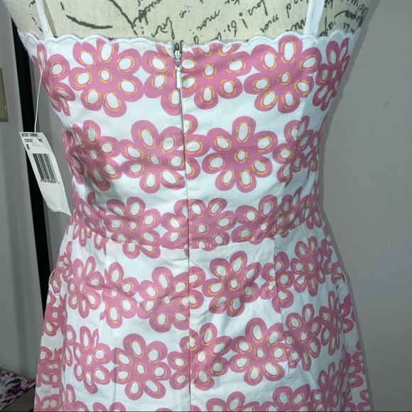 Vintage Betsey Johnson White Dress Pink Floral Bone In Bodice Fit & Flare Dress - Picture 14 of 16